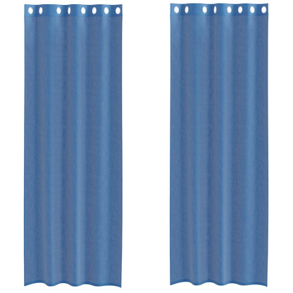 Voile Curtains with Grommets 2 pcs Royal Blue