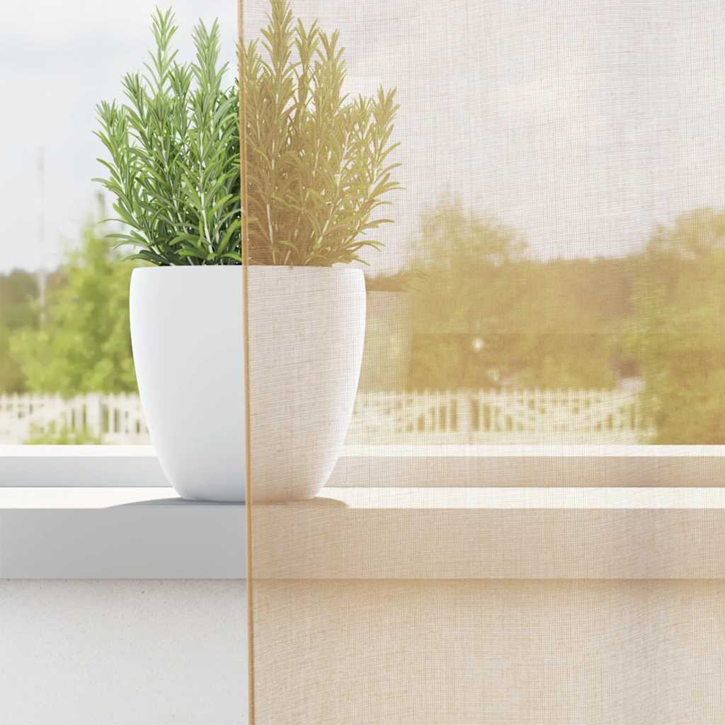 Voile Curtains with Grommets 2 pcs Sand