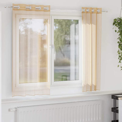 Voile Curtains with Grommets 2 pcs Sand
