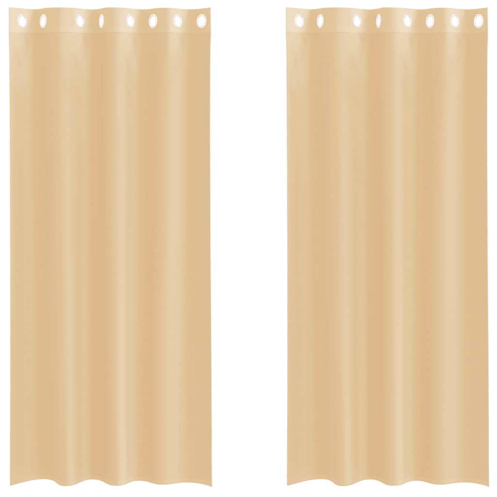 Voile Curtains with Grommets 2 pcs Sand