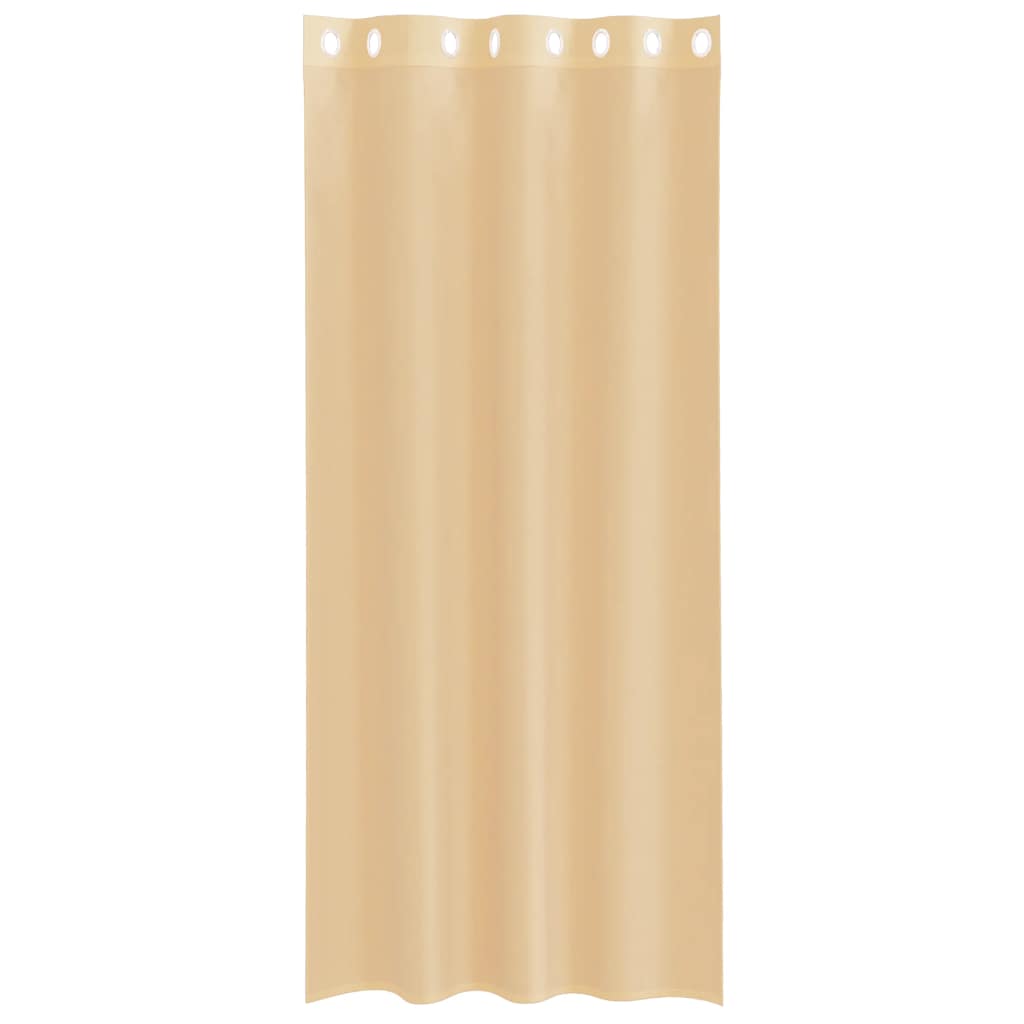 Voile Curtains with Grommets 2 pcs Sand