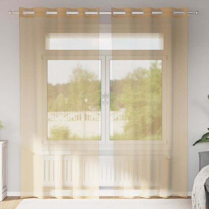 Voile Curtains with Grommets 2 pcs Sand