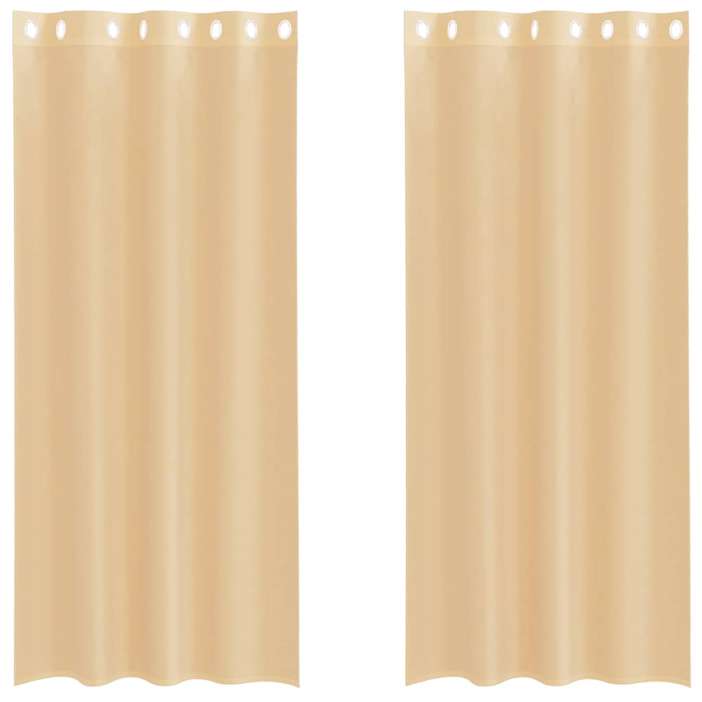 Voile Curtains with Grommets 2 pcs Sand