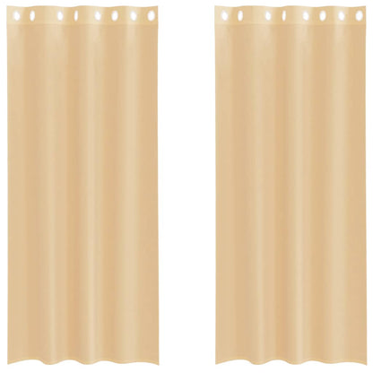 Voile Curtains with Grommets 2 pcs Sand