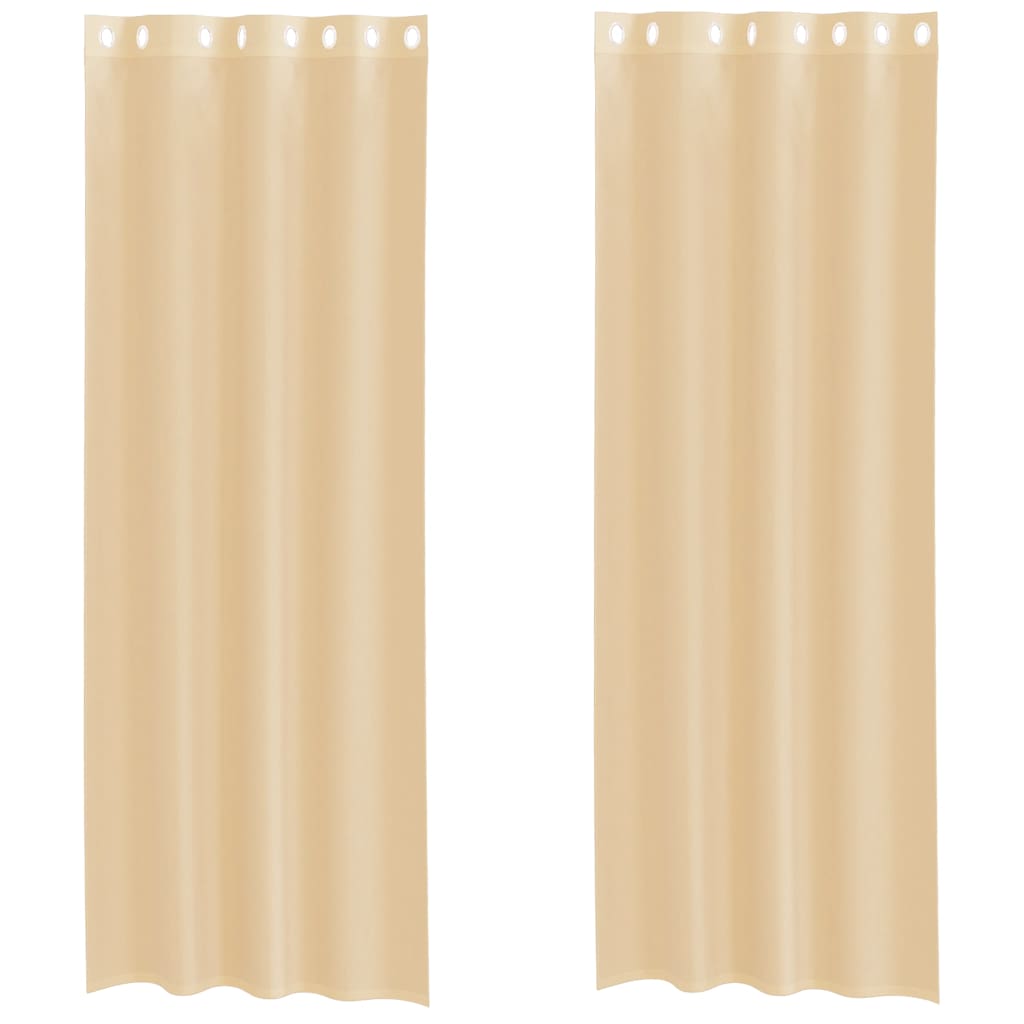 Voile Curtains with Grommets 2 pcs Sand