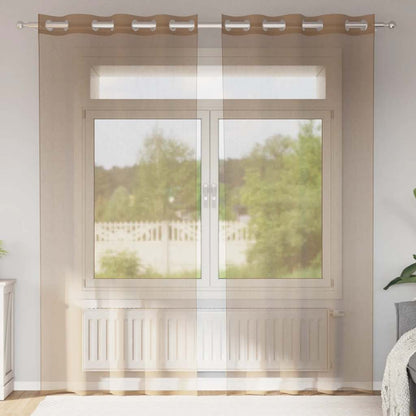 Voile Curtains with Grommets 2 pcs Light Brown