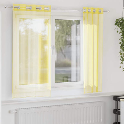 Voile Curtains with Grommets 2 pcs Yellow