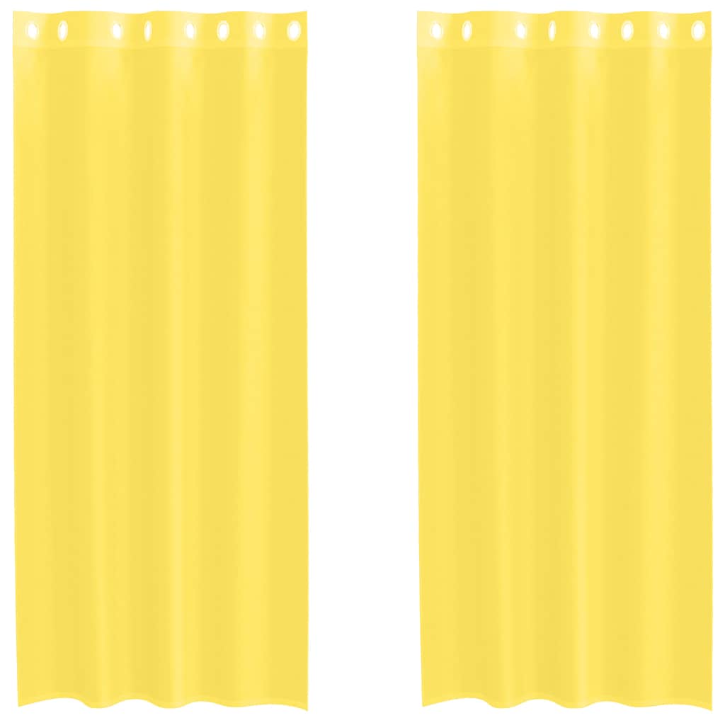 Voile Curtains with Grommets 2 pcs Yellow