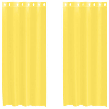 Voile Curtains with Grommets 2 pcs Yellow