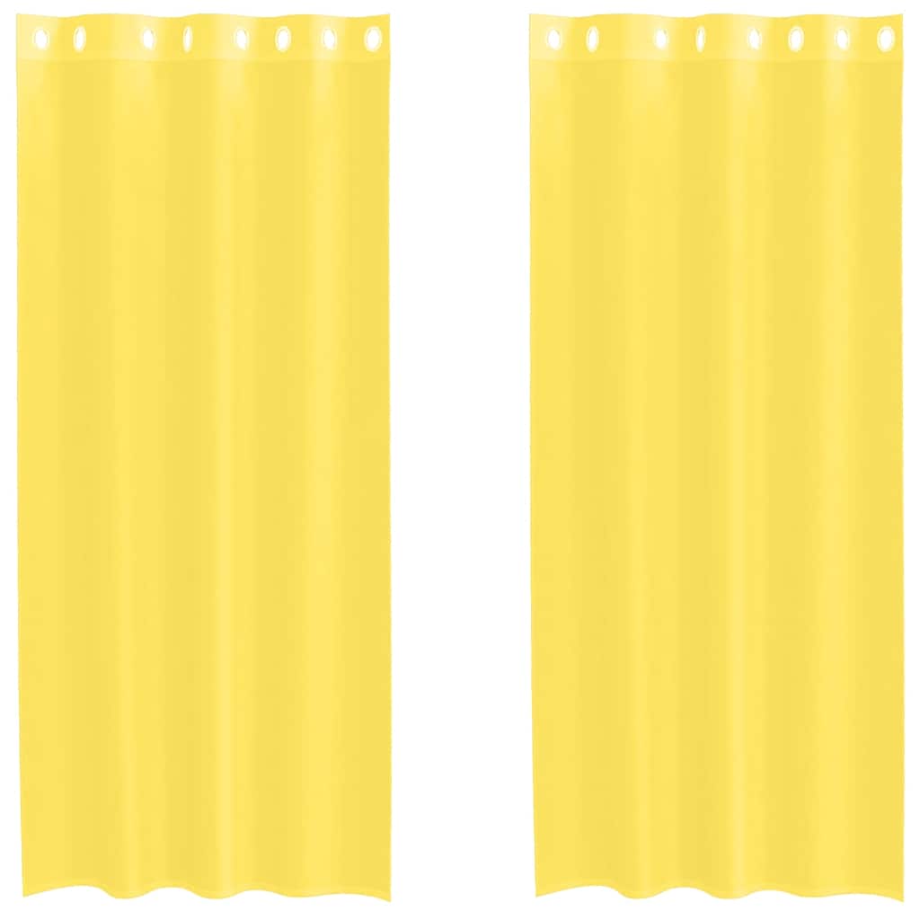 Voile Curtains with Grommets 2 pcs Yellow