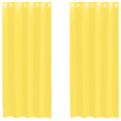 Voile Curtains with Grommets 2 pcs Yellow