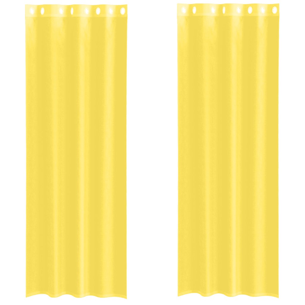 Voile Curtains with Grommets 2 pcs Yellow