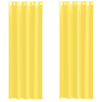 Voile Curtains with Grommets 2 pcs Yellow