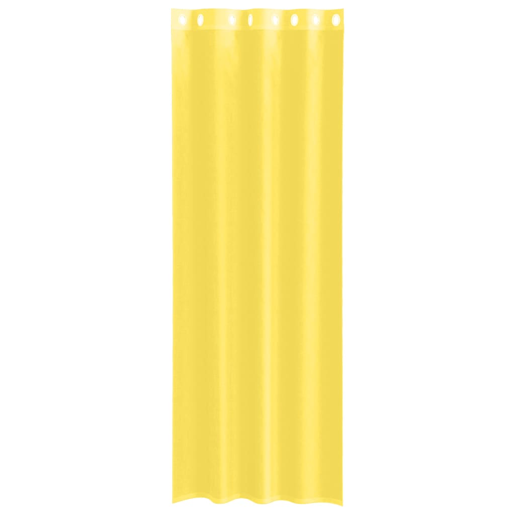 Voile Curtains with Grommets 2 pcs Yellow