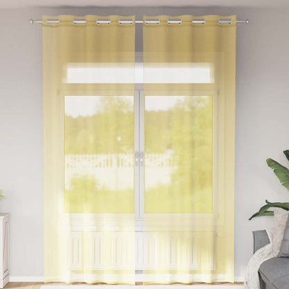 Voile Curtains with Grommets 2 pcs Yellow