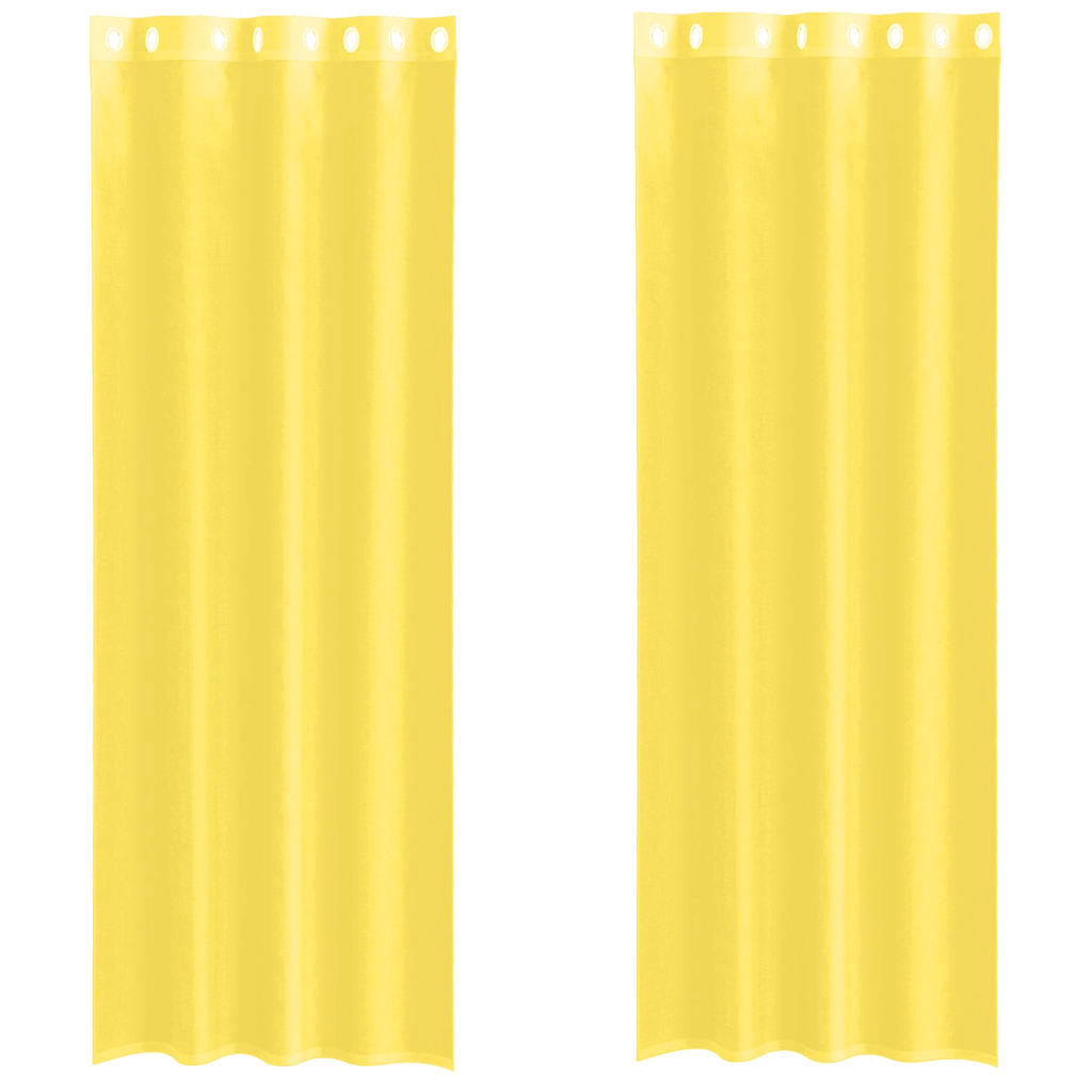 Voile Curtains with Grommets 2 pcs Yellow