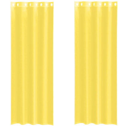 Voile Curtains with Grommets 2 pcs Yellow