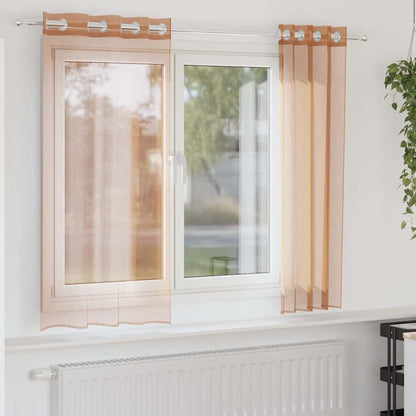 Voile Curtains with Grommets 2 pcs Terracotta