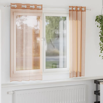 Voile Curtains with Grommets 2 pcs Terracotta