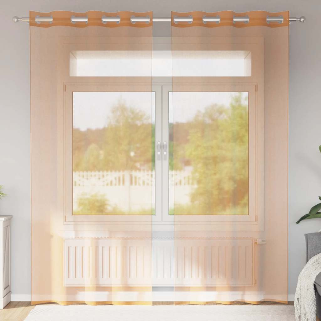 Voile Curtains with Grommets 2 pcs Terracotta