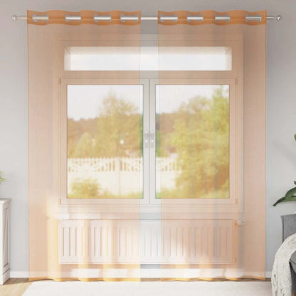 Voile Curtains with Grommets 2 pcs Terracotta