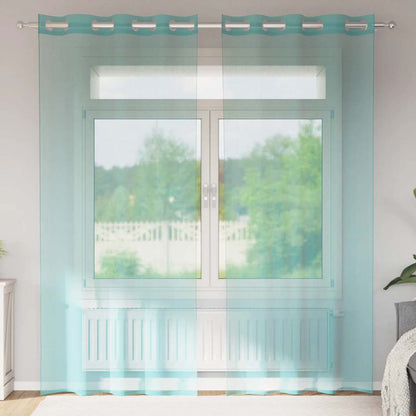 Voile Curtains with Grommets 2 pcs Turquoise