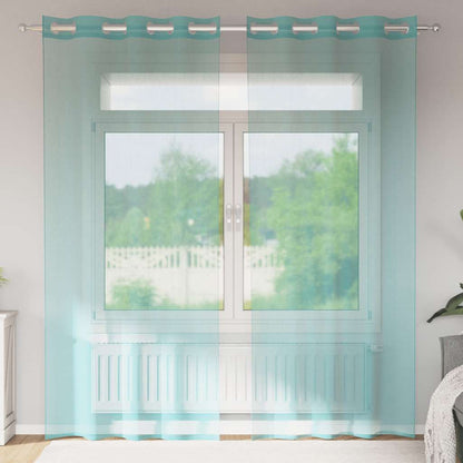 Voile Curtains with Grommets 2 pcs Turquoise