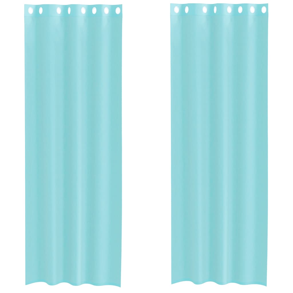 Voile Curtains with Grommets 2 pcs Turquoise