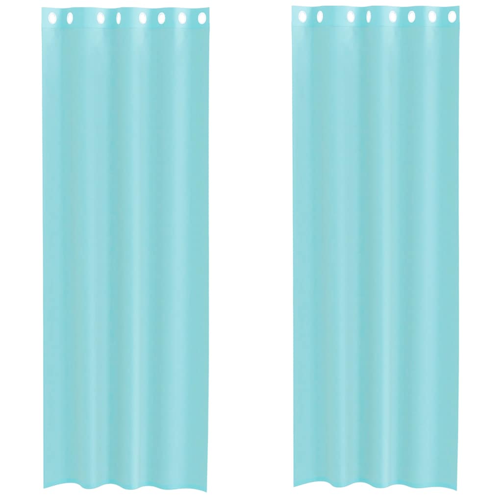 Voile Curtains with Grommets 2 pcs Turquoise