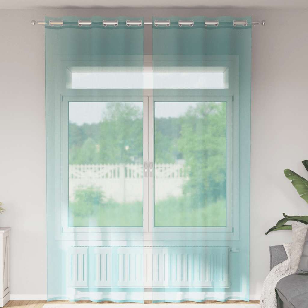 Voile Curtains with Grommets 2 pcs Turquoise