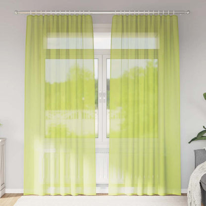 Voile Curtains with Rod Pockets 2 pcs Apple Green