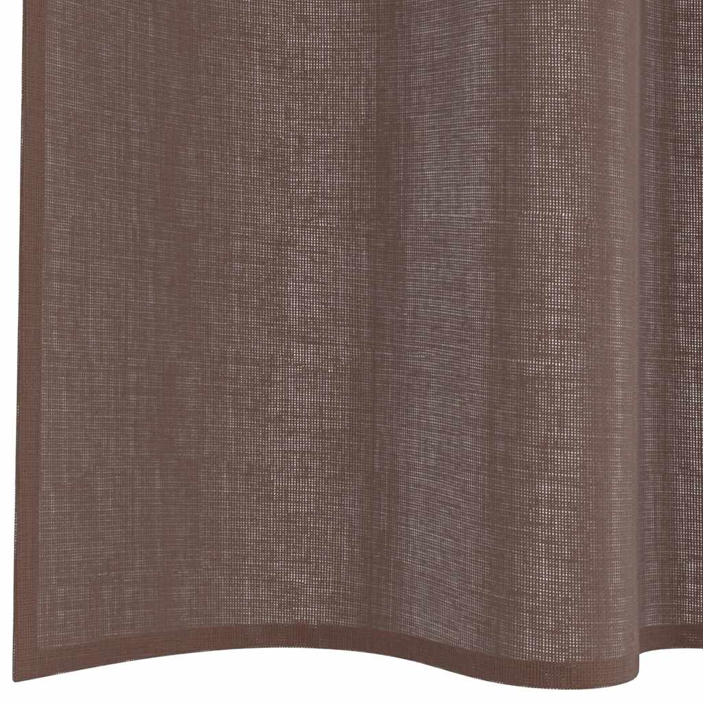 Voile Curtains with Rod Pockets 2 pcs Brown