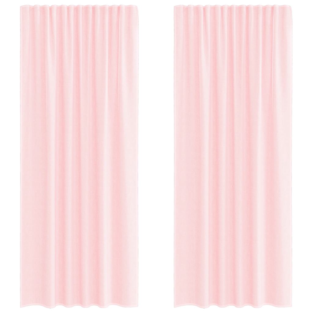 Voile Curtains with Rod Pockets 2 pcs Light Pink