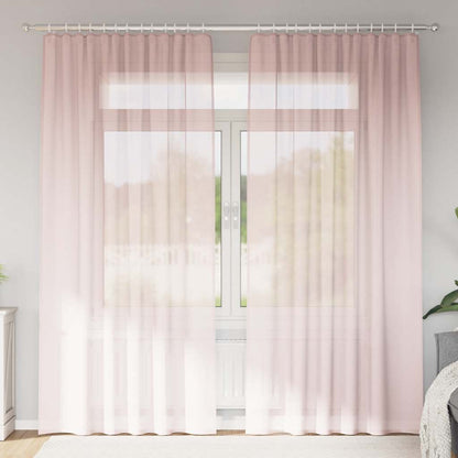 Voile Curtains with Rod Pockets 2 pcs Light Pink