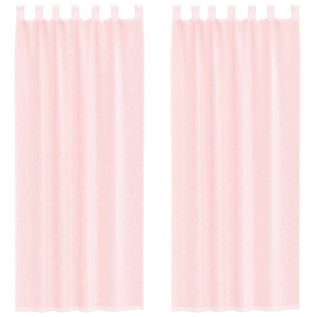 Voile Curtains with Rod Pockets 2 pcs Light Pink