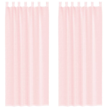 Voile Curtains with Rod Pockets 2 pcs Light Pink