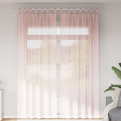 Voile Curtains with Rod Pockets 2 pcs Light Pink