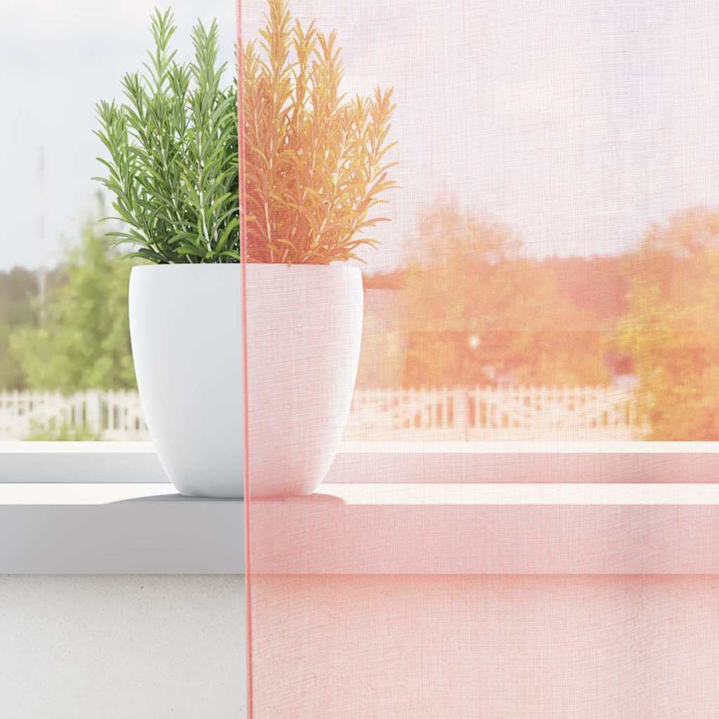 Voile Curtains with Rod Pockets 2 pcs Pink