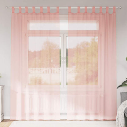 Voile Curtains with Rod Pockets 2 pcs Pink