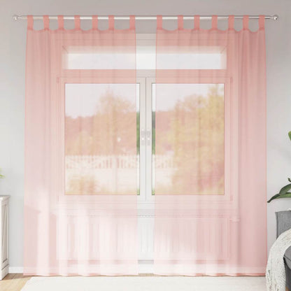 Voile Curtains with Rod Pockets 2 pcs Pink