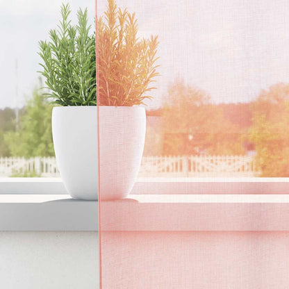 Voile Curtains with Rod Pockets 2 pcs Pink