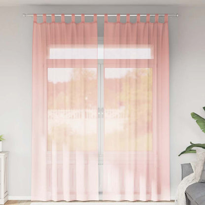 Voile Curtains with Rod Pockets 2 pcs Pink