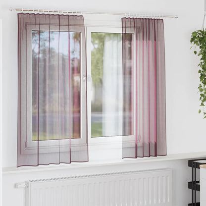 Voile Curtains with Rod Pockets 2 pcs Purple