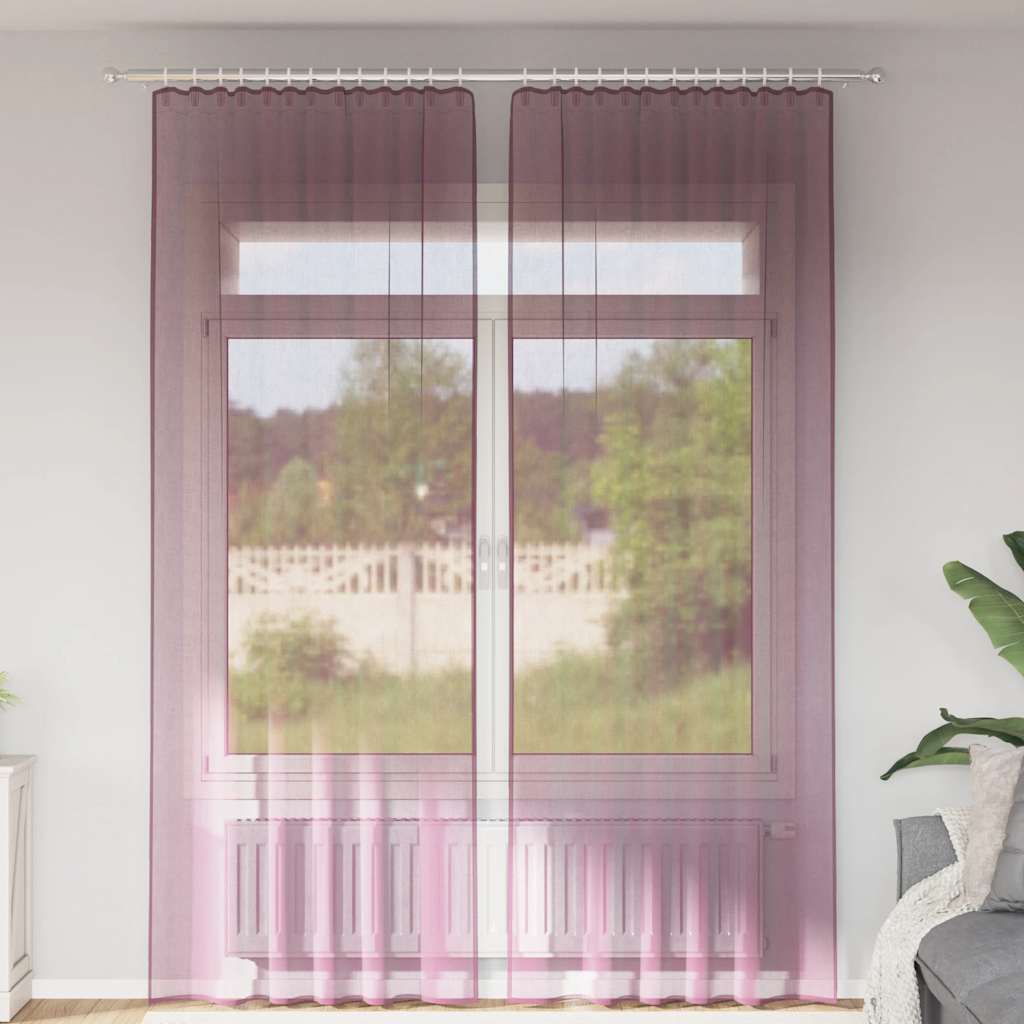 Voile Curtains with Rod Pockets 2 pcs Purple