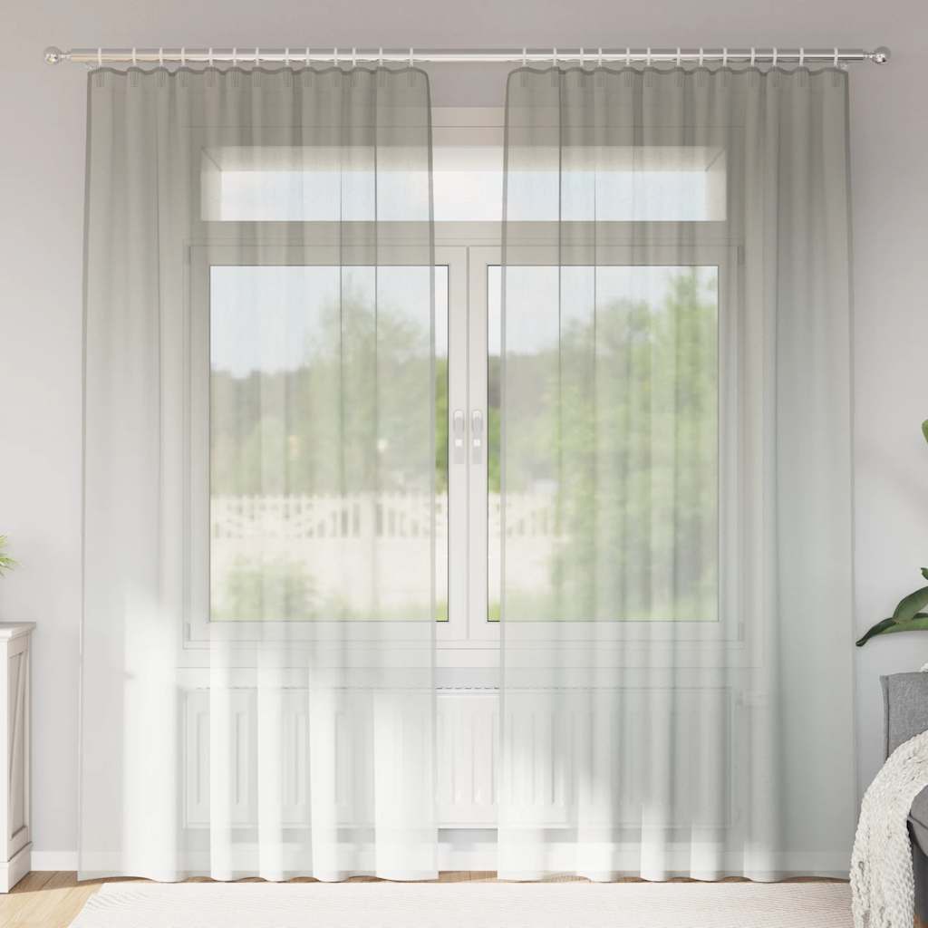 Voile Curtains with Rod Pockets 2 pcs Light Grey