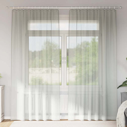 Voile Curtains with Rod Pockets 2 pcs Light Grey