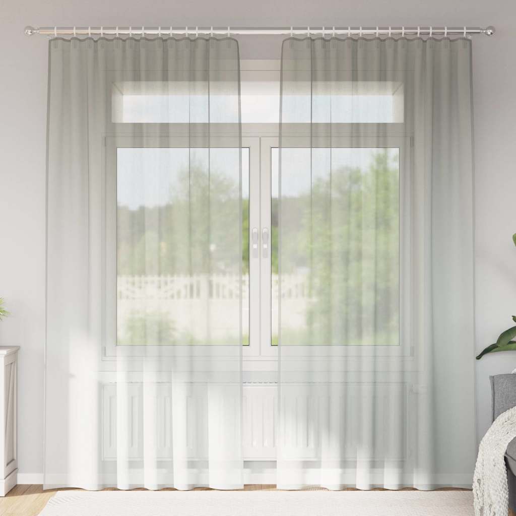 Voile Curtains with Rod Pockets 2 pcs Light Grey
