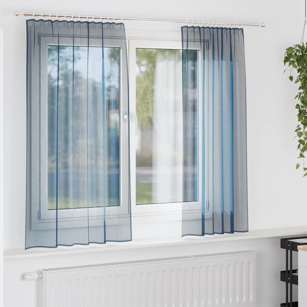 Voile Curtains with Rod Pockets 2 pcs Royal Blue