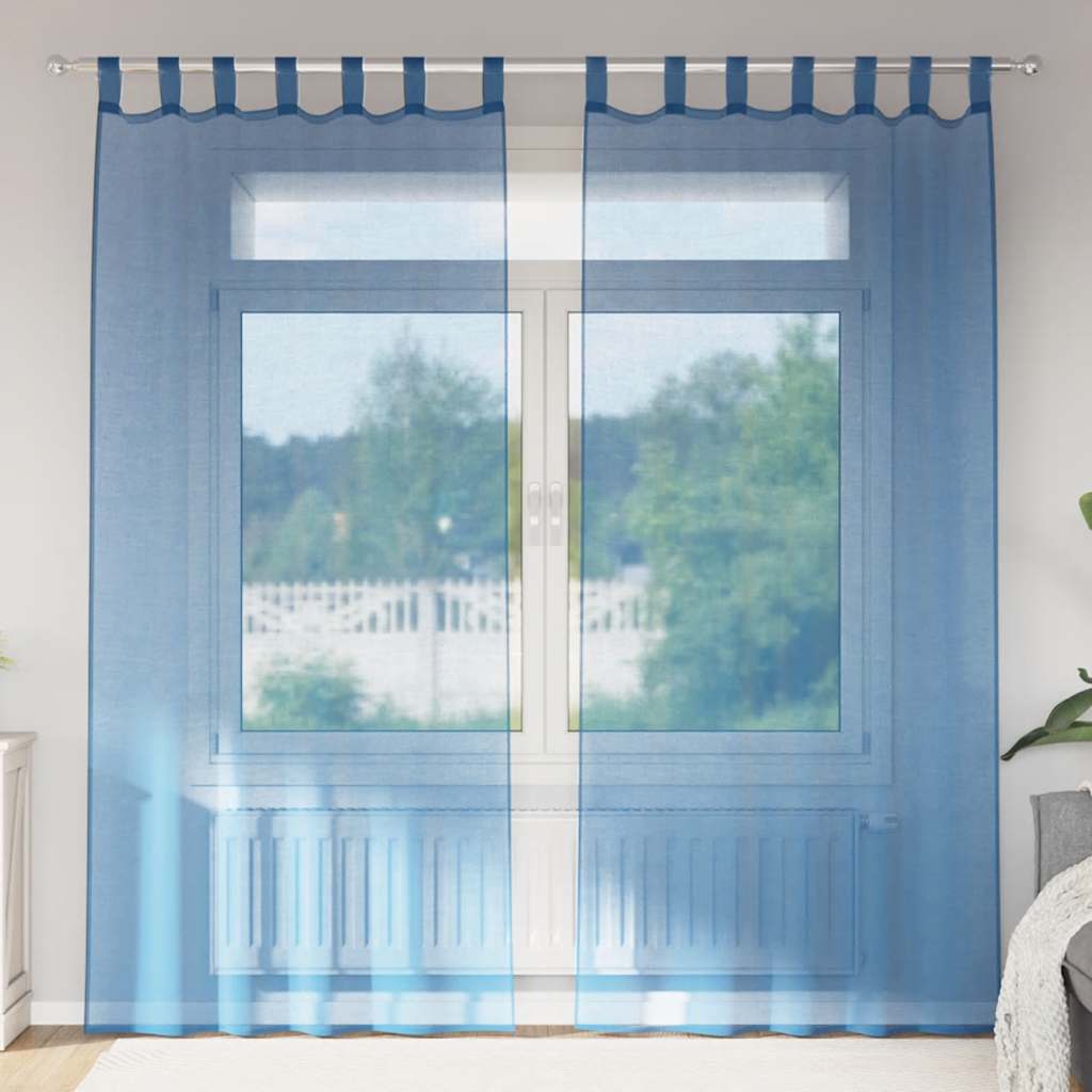 Voile Curtains with Rod Pockets 2 pcs Royal Blue
