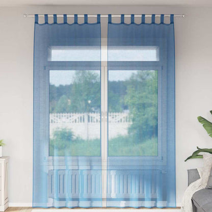 Voile Curtains with Rod Pockets 2 pcs Royal Blue